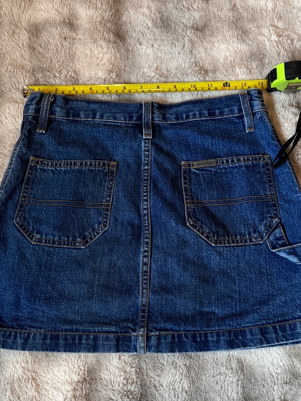 Calvin Klein Vintage Dark wash denim carpenter skirt